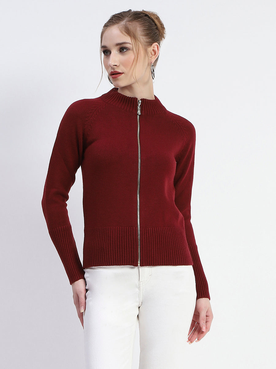 Madame Wine Full-Zip Knit Sweater