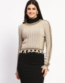 Madame Cable Knit Fawn Crop Sweater