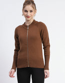 Madame Brown Full-Zip Knit Sweater