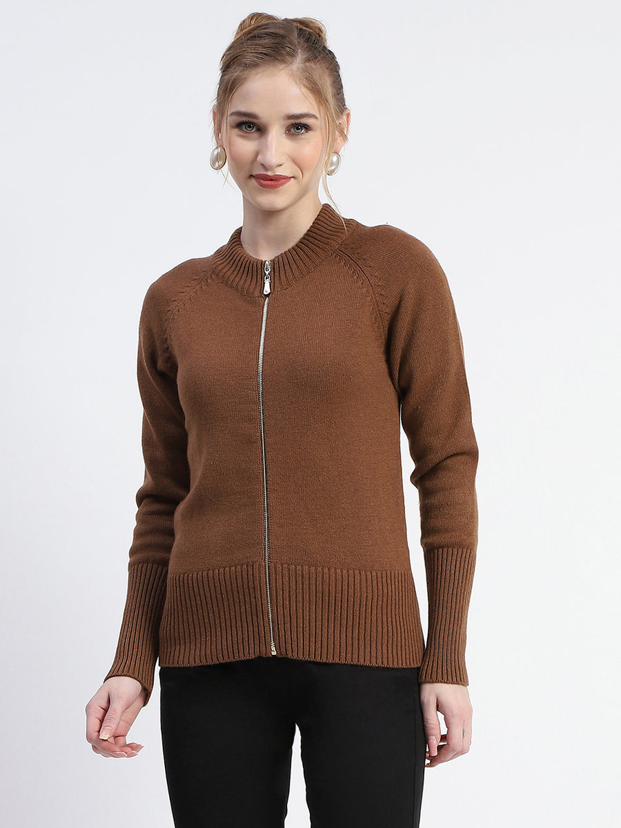 Madame Brown Full-Zip Knit Sweater