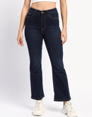 Madame Solid Blue Flared Fit Denim