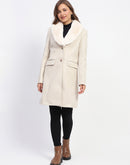 Madame Fur Collared Off White Long Coat