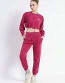 Madame Pink Elasticated Waist Crop Sweatshirt and Bottom Co-ord Set