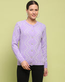 Madame Self Design Buttoned Lilac Cardigan