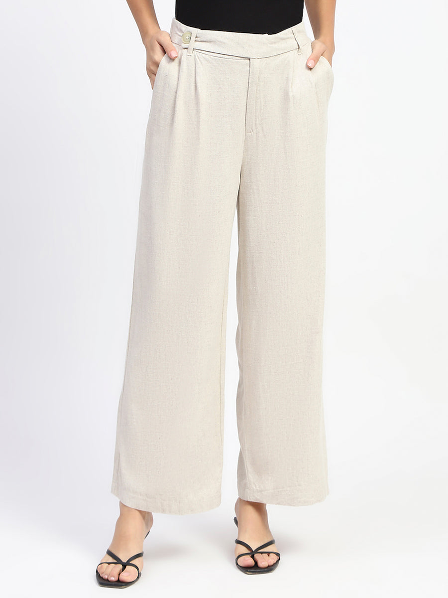 Madame Gurkha Beige Flared Trousers