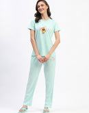 mSECRET Disney Typography Cotton Mint Night Suit Set