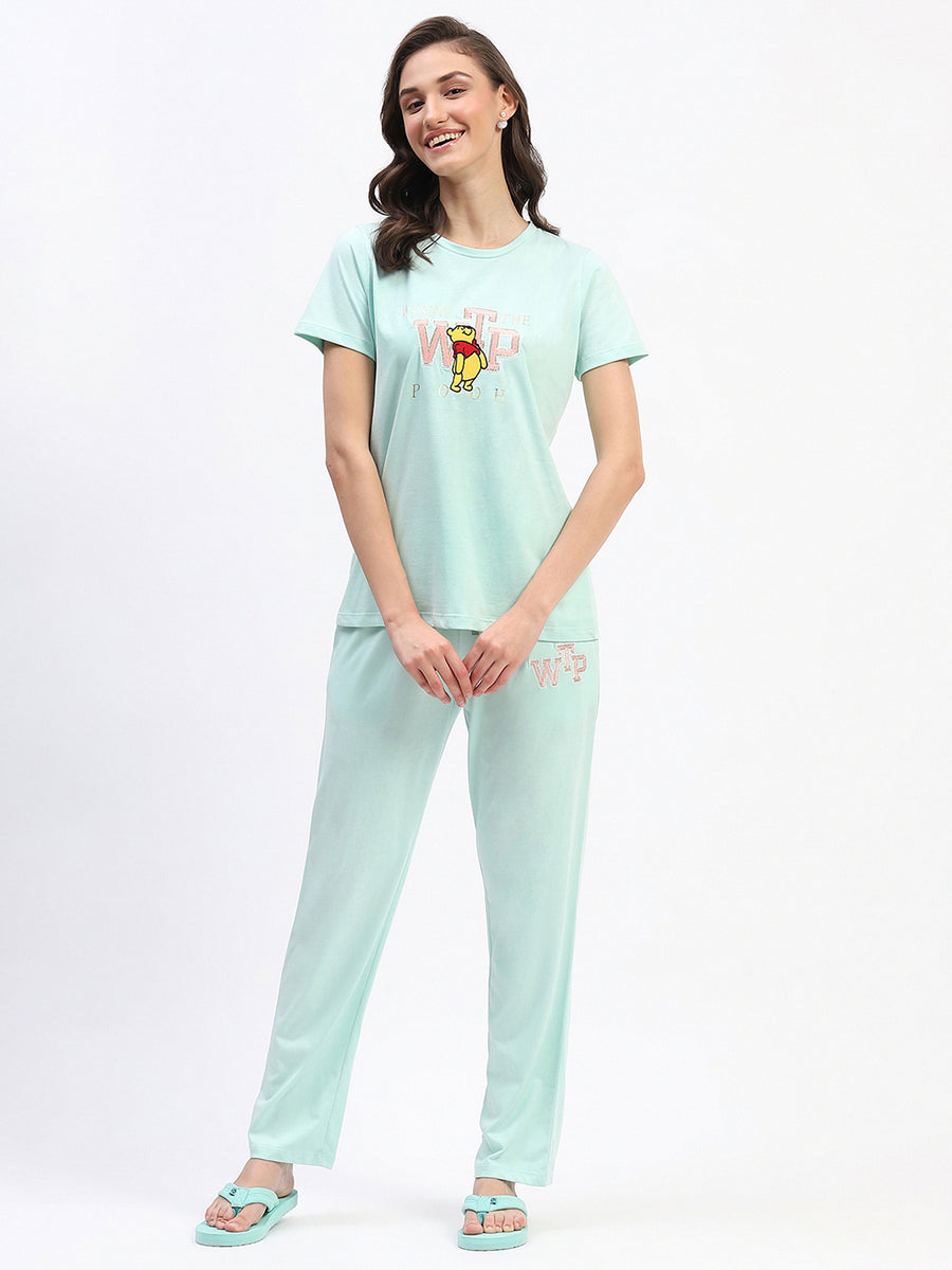 mSECRET Disney Typography Cotton Mint Night Suit Set