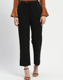 Madame Solid Black Pleated Gurkha Trousers