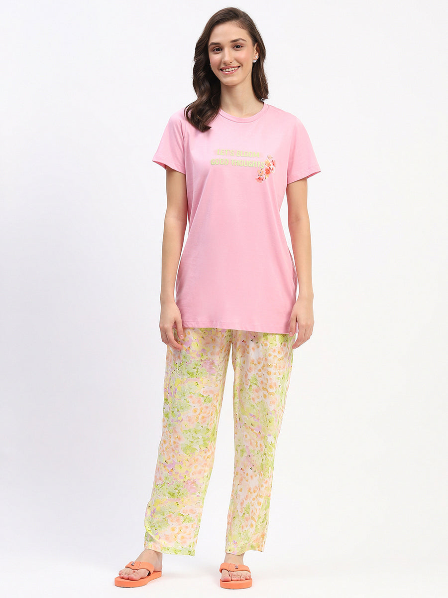 mSECRET Pink Graphic Tee and Floral Print Pajama Set