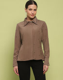 Madame Allover Embellished Brown Shirt