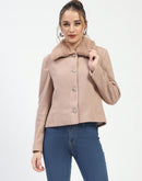 Madame Beige Coat with Faux Fur Collar