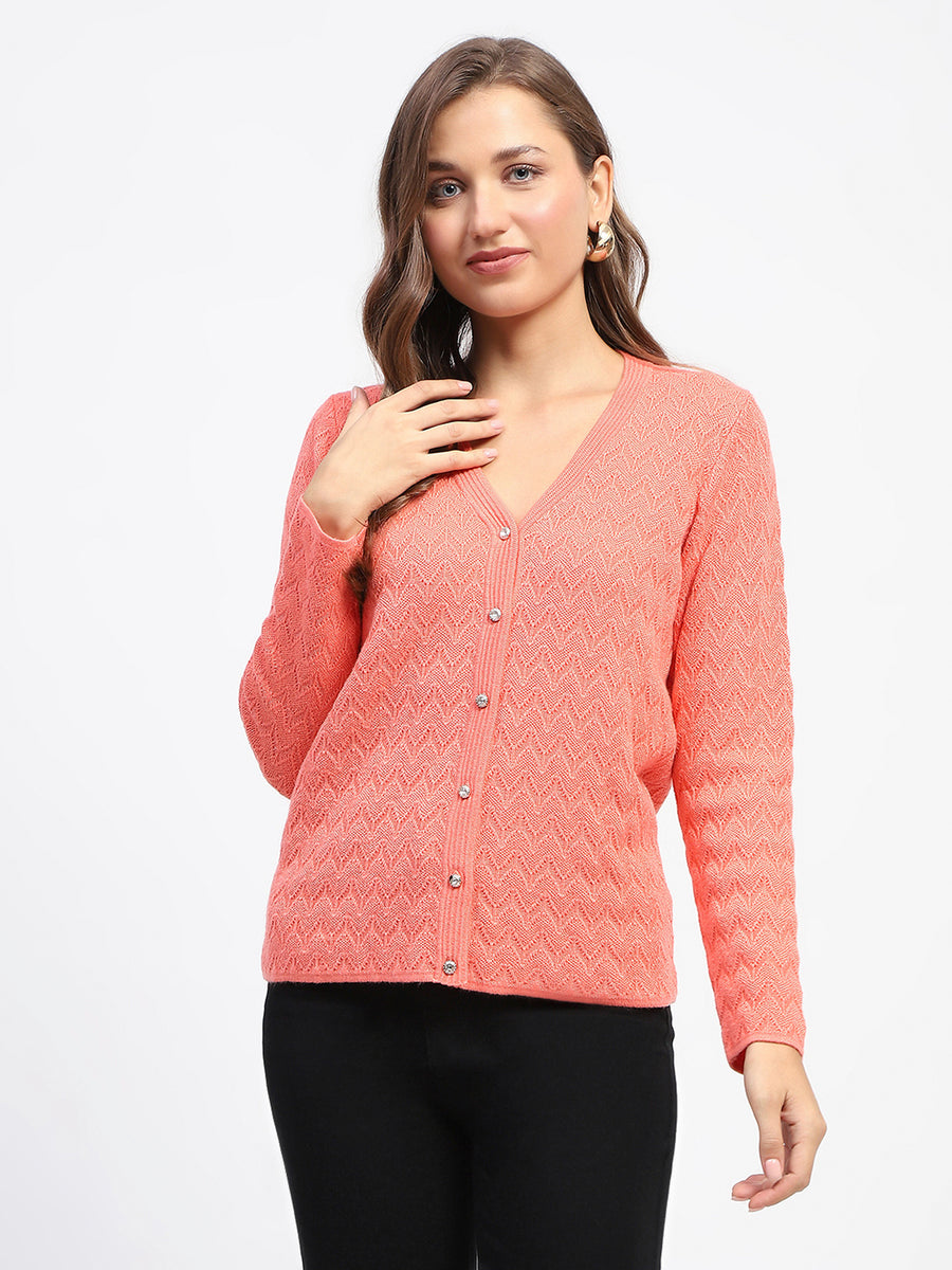 Madame Peach Self Designed V-Neck Cardigan