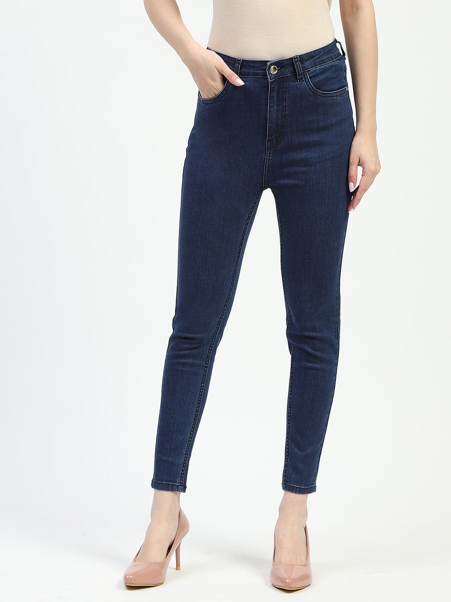 Madame Dark Blue Skinny Fit Cotton Jeans