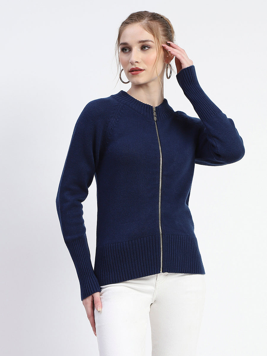 Madame Blue Full-Zip Knit Sweater