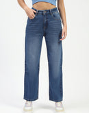 Madame Blue Straight Leg Cotton Denim Jeans