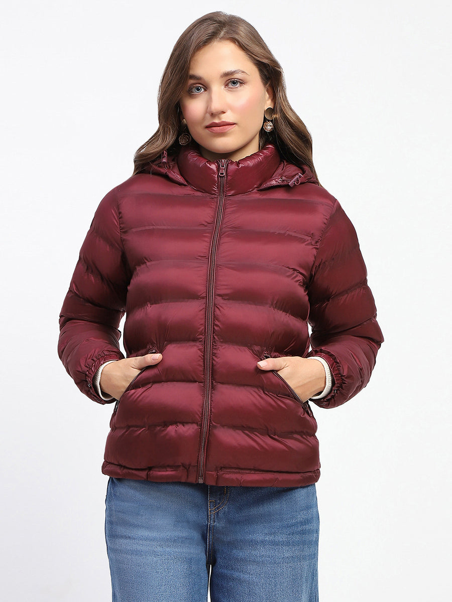 Madame Quilted Cotton Maroon Puffer Jacket