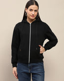 Madame Cotton Blend Black Zipped Sweatshirt