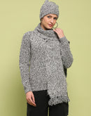 Madame Self Design Regular Fit Grey Sweater