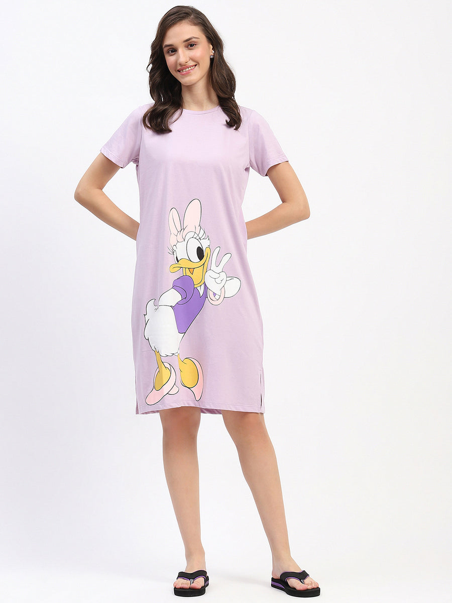 mSECRET Disney Graphic Print Cotton Lilac Sleep shirt