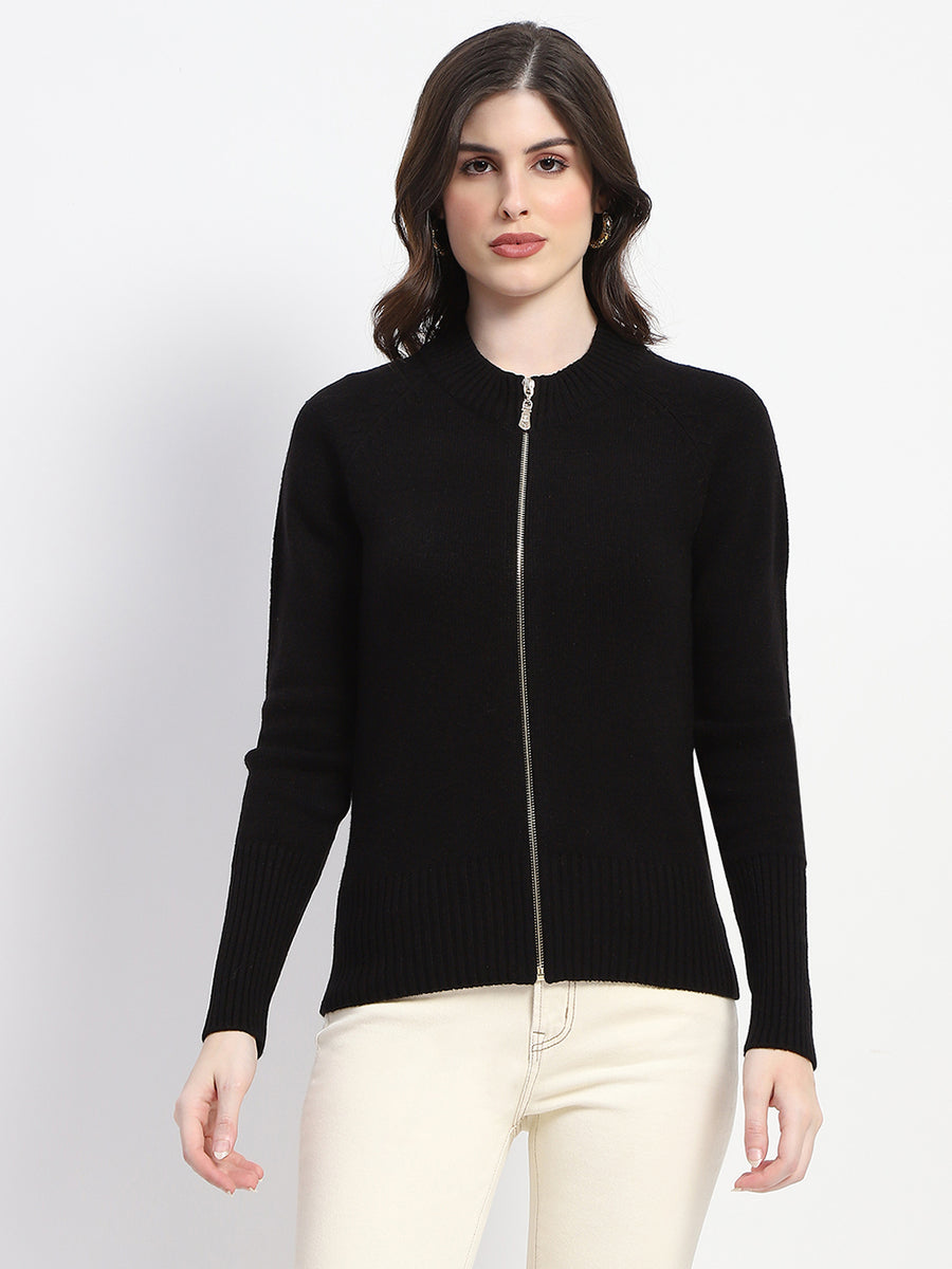 Madame Black Mock Neck Knit Sweater