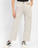 Madame Solid Grey Cargo Jeans