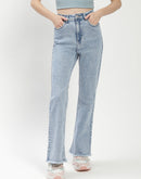 Madame Light Blue Distressed Hem Flared Jeans