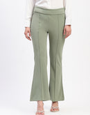 Madame Pleated Elasticated Waist Solid Mint Trousers