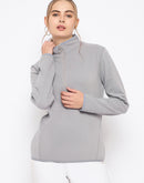 Madame Polar Fleece Half-Zipper Grey Sweatshirt