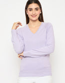 Madame V Neck Skinny Fit Mauve Sweater