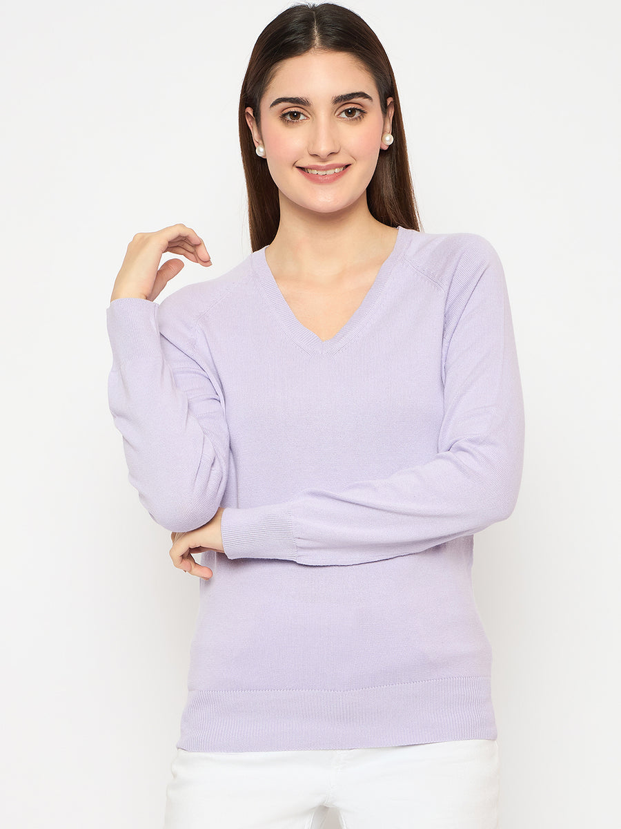 Madame V Neck Skinny Fit Mauve Sweater