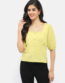 Madame Square Neck Lime Green Crinkled Top