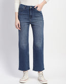 Madame Straight Fit Mid Blue Whiskered Denim