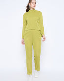 Madame Solid Green Mock Neck Ensemble