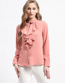 Madame Ruffle Collar Solid Blush Shirt