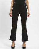 Madame Solid Black Flared Trouser