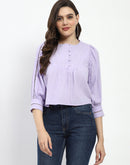 Madame Puff Sleeve Lilac Tunic Top