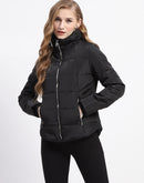 Madame High Neck Quilted Black Puffer Jacket