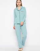 mSECRET Open Front Contrast Bonning Mint Green Night Suit