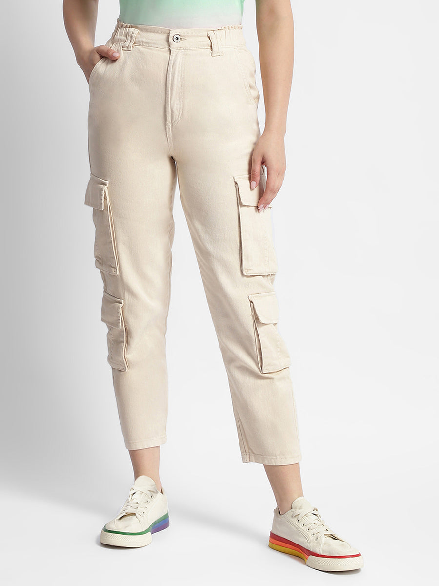 Madame Mid Rise Tapered Fit Off-White Cargo