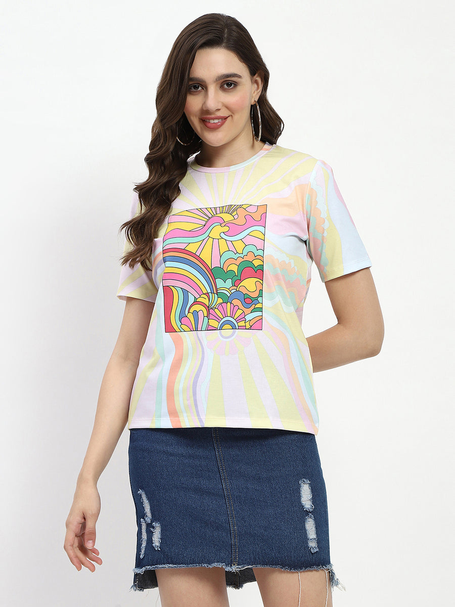 Madame Graphic Print Short Sleeve White T-Shirt