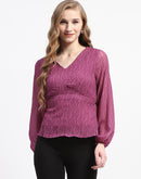 Madame Purple V-Neck Empire Waist Top