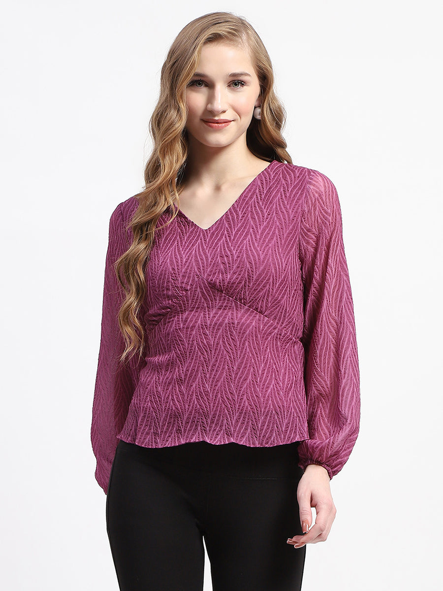 Madame Purple V-Neck Empire Waist Top