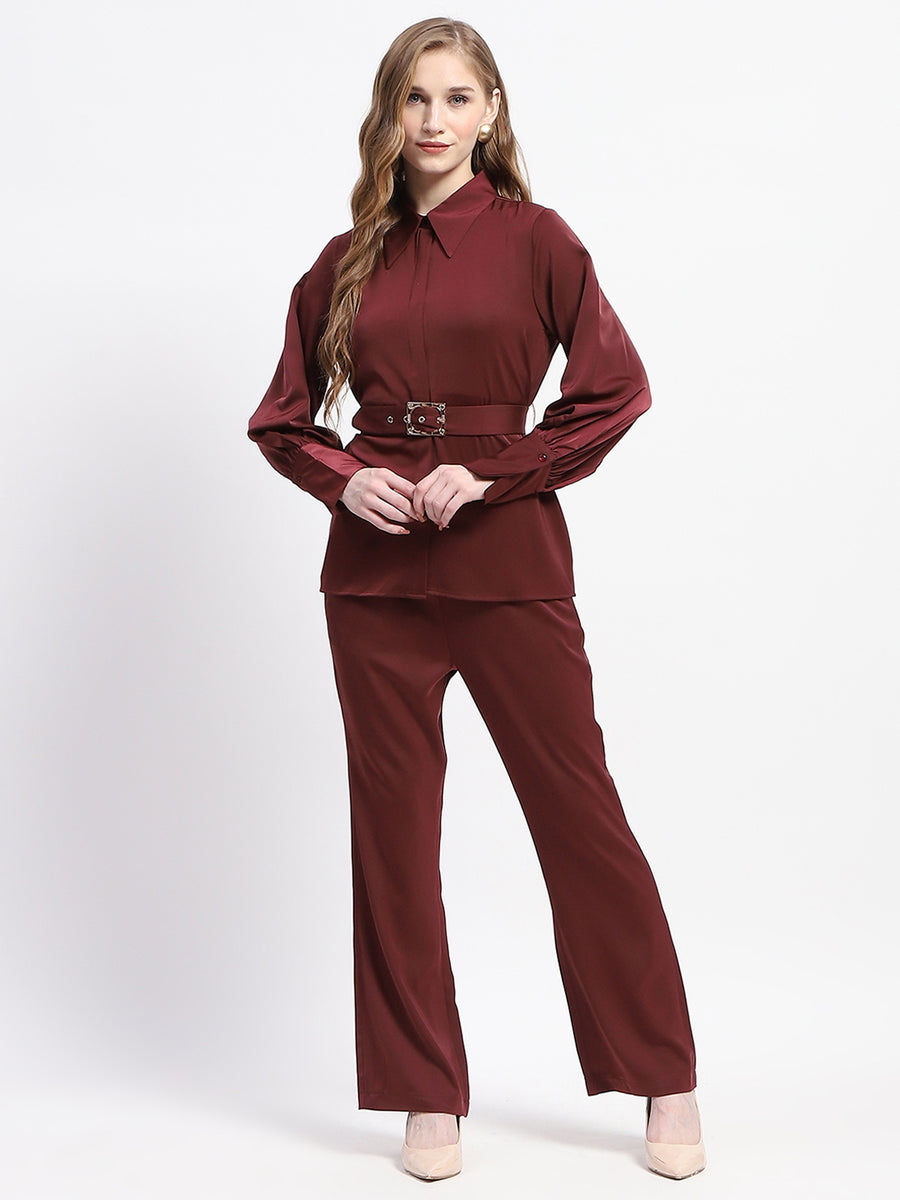 Madame Belted Shirt and Trousers Rust Orange Co-ord Set