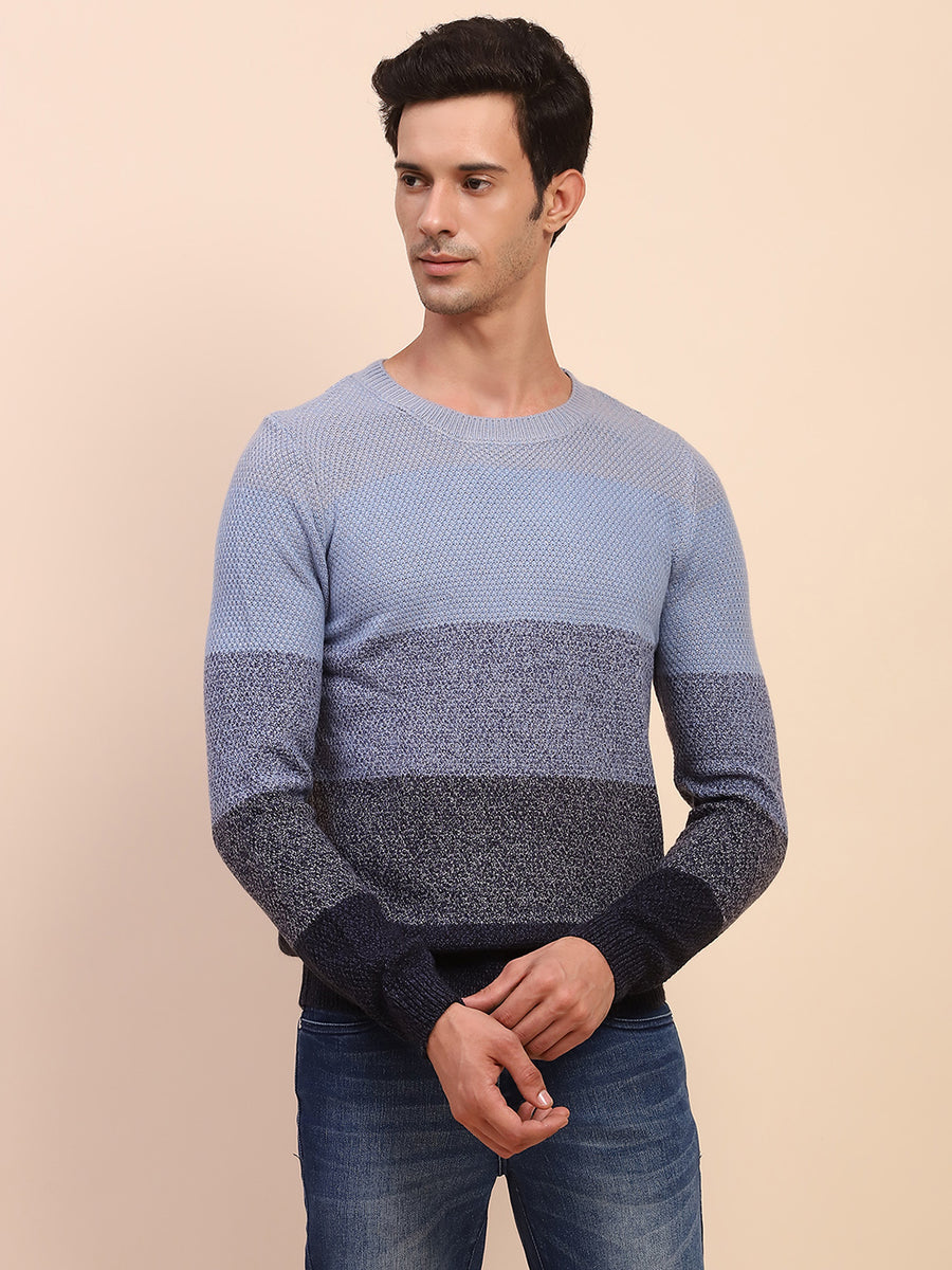 Camla Barcelona Ombre Print Navy Crew Neck Sweater