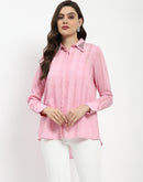 Madame Embroided Collar Pink Shirt