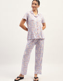 mSECRET Floral Printed Mauve Nightsuit Set