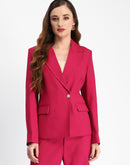 Madame Single Button Notch Lapel Hot Pink Blazer