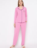 mSECRET Open Front Contrast Bonning Pink Night Suit