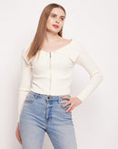 Madame Flap Collar  Off-White Knit Top