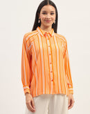 Madame Stripes Printed Orange Shirt